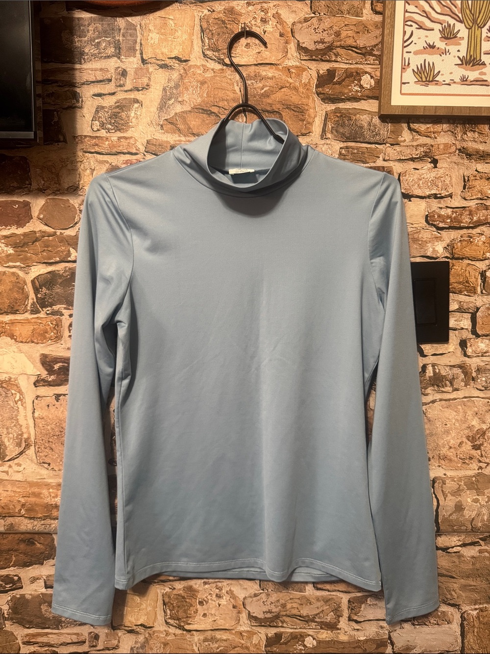 Aritzia Wilfred Light Blue Long Sleeve Mock Neck Top